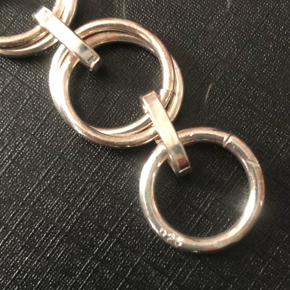 Double Round Link Sterling Silver Toggle Closure Bracelet - Picture 10 of 13